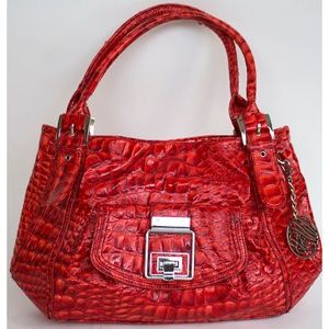 Purse White Black Company Red Faux Alligator